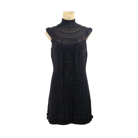 Guess by Marciano Black Knit Ruffle Lace Sleeveless Dress - Picture 1 of 16